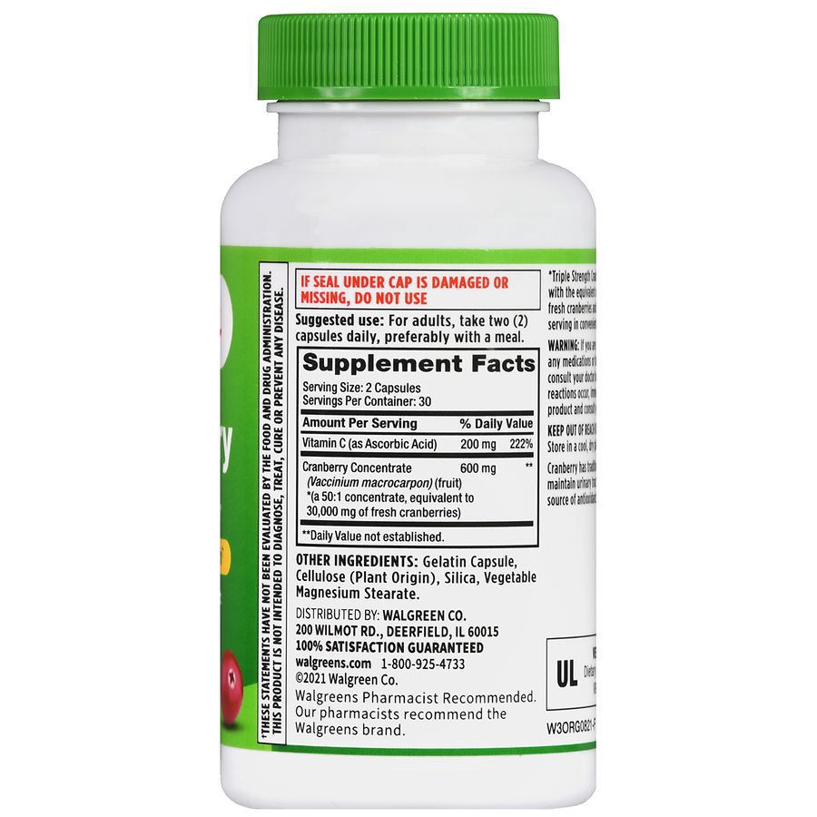 slide 5 of 5, Walgreens Cranberry Triple Strength Capsules, 60 ct