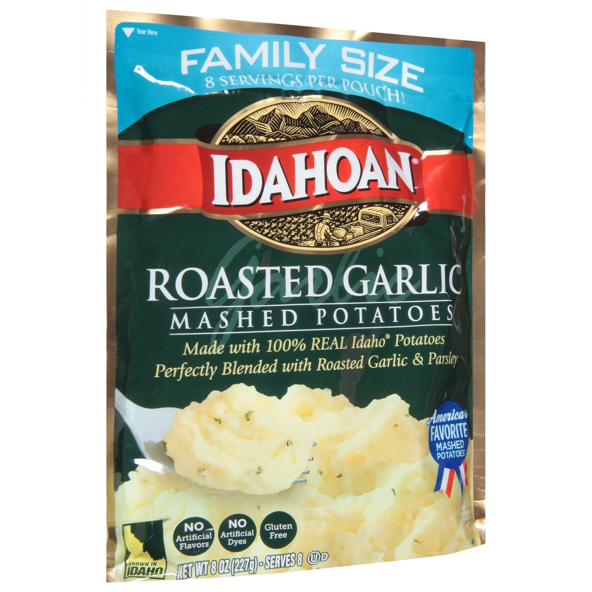 slide 2 of 9, Idahoan Roasted Garlic Mashed Potatoes Family Size 8 oz, 8 oz