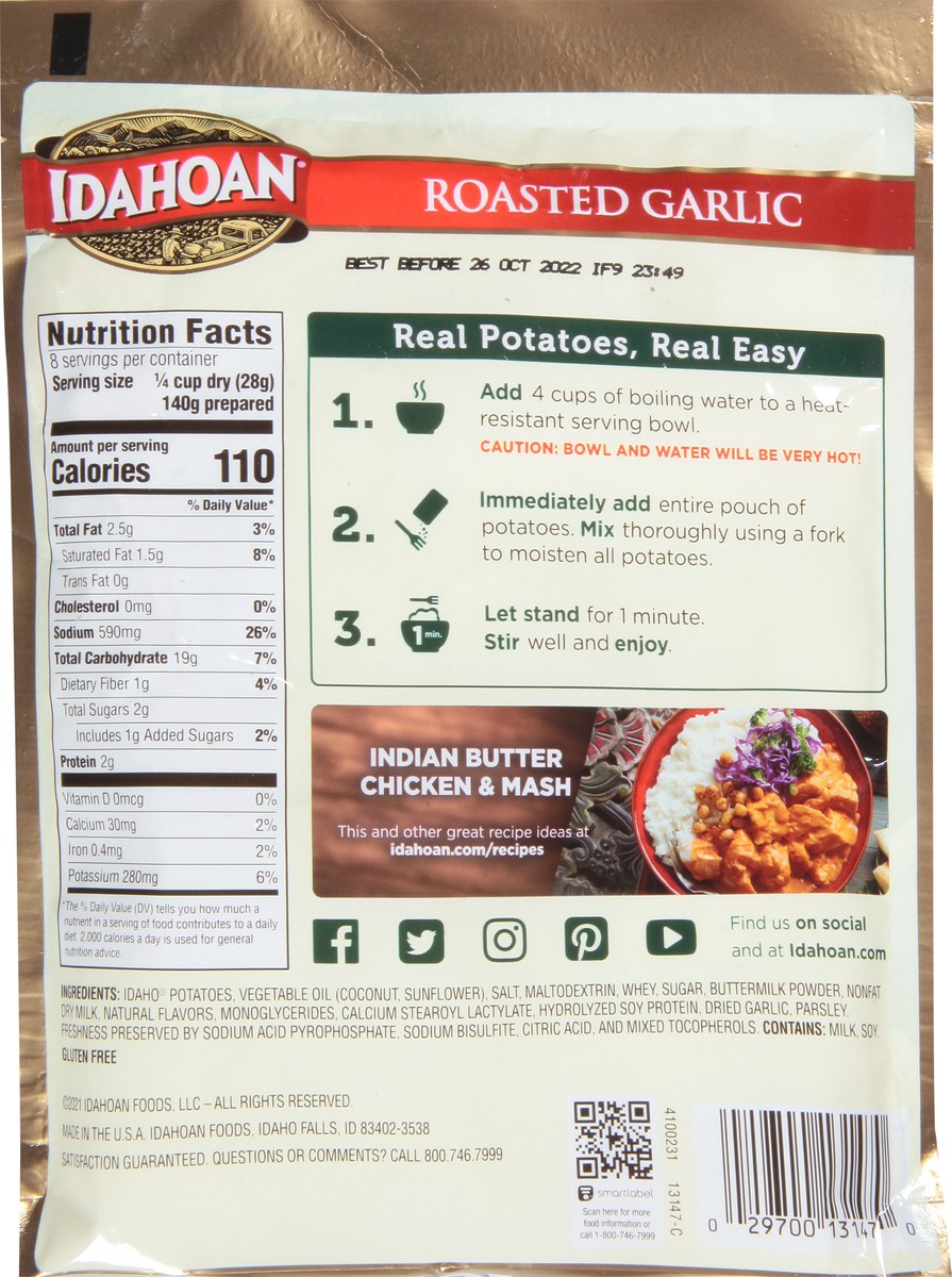 slide 5 of 9, Idahoan Roasted Garlic Mashed Potatoes Family Size 8 oz, 8 oz