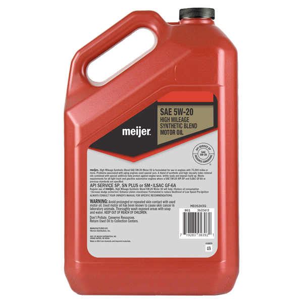 slide 5 of 5, Meijer High Mileage 5W-20 Motor Oil, Synthetic Blend, 5 qt