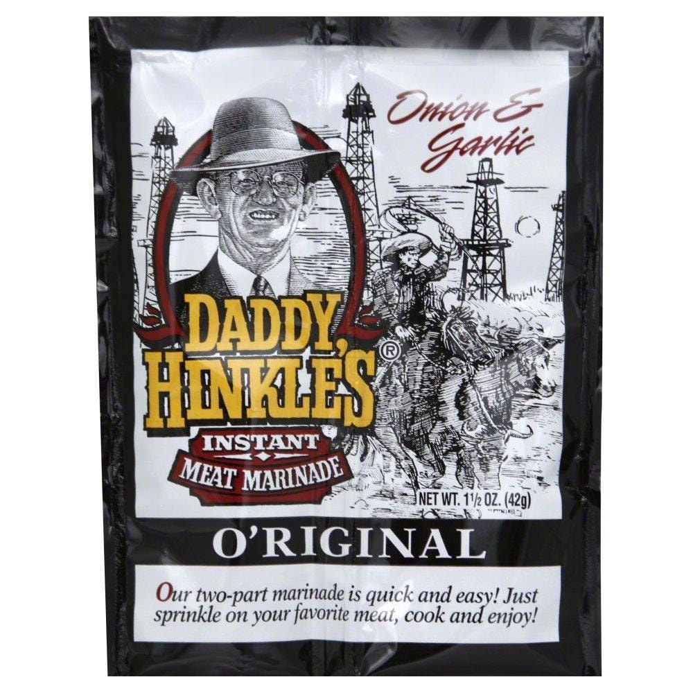 slide 1 of 1, Daddy Hinkle's Onion and Garlic Instant Meat Marinade, 1.5 oz