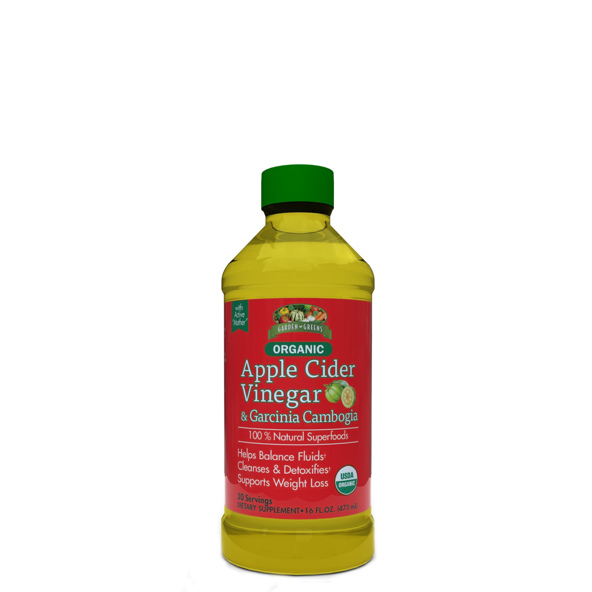 slide 1 of 1, Garden Greens Organic Apple Cider Vinegar and Garcinia Cambogia, 16 fl oz