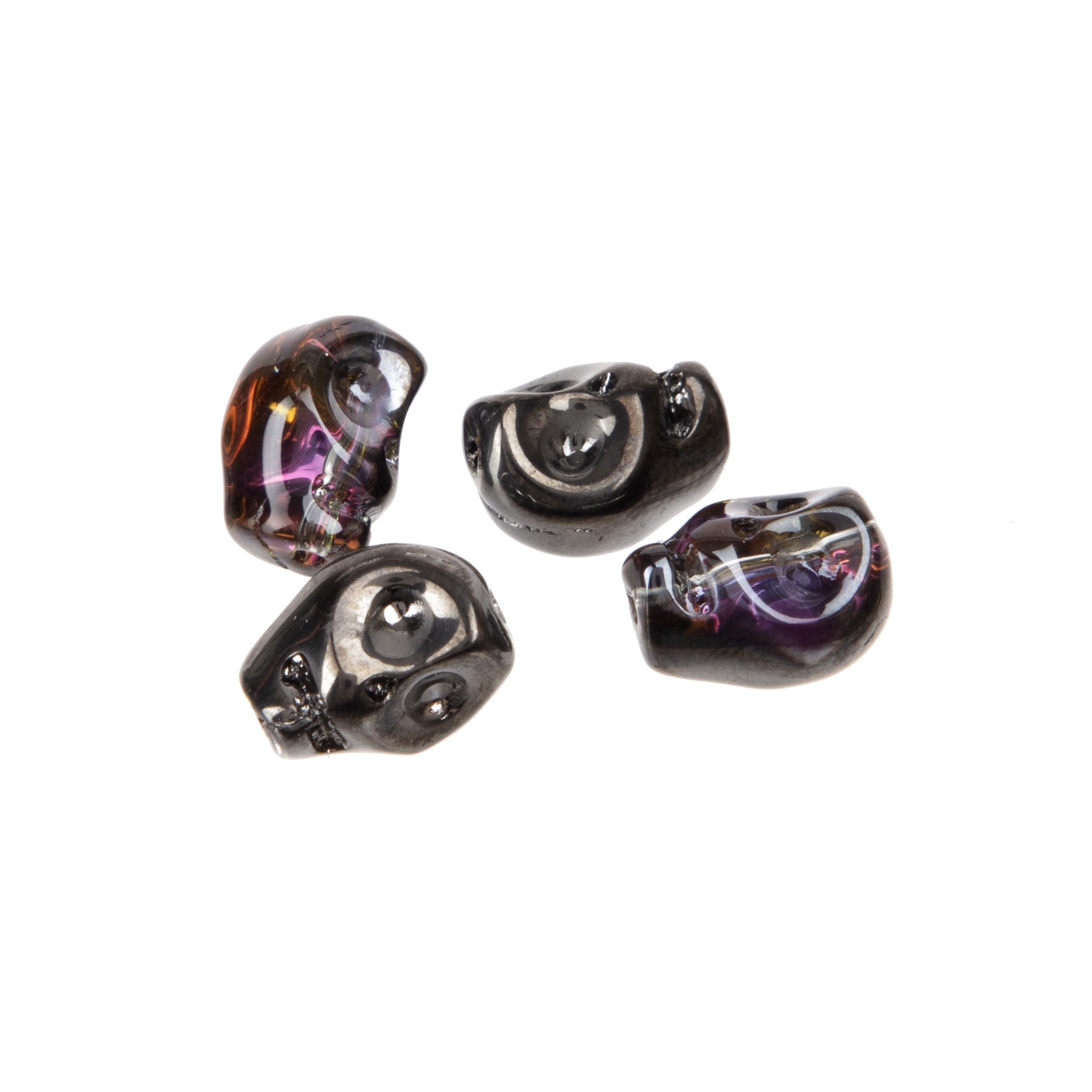 slide 4 of 5, Black Glass Skull Beads, 10mm By Bead Landing, 10mm