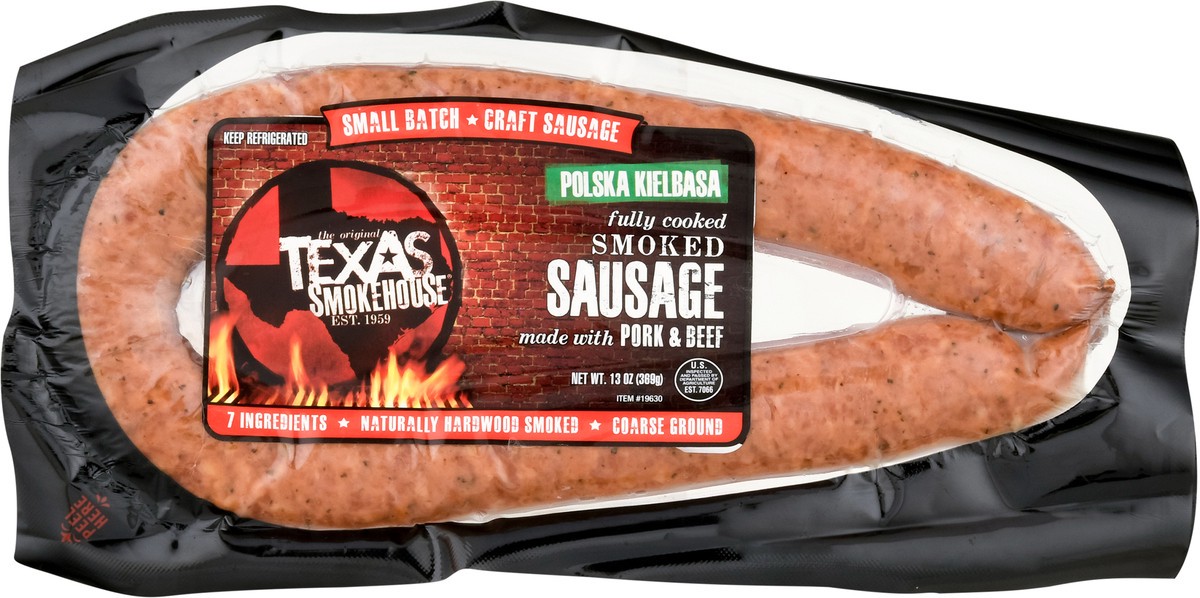 slide 4 of 9, Texas Smokehouse Polska Keilbasa Fully Cooked Smoked Sausage, 12 oz