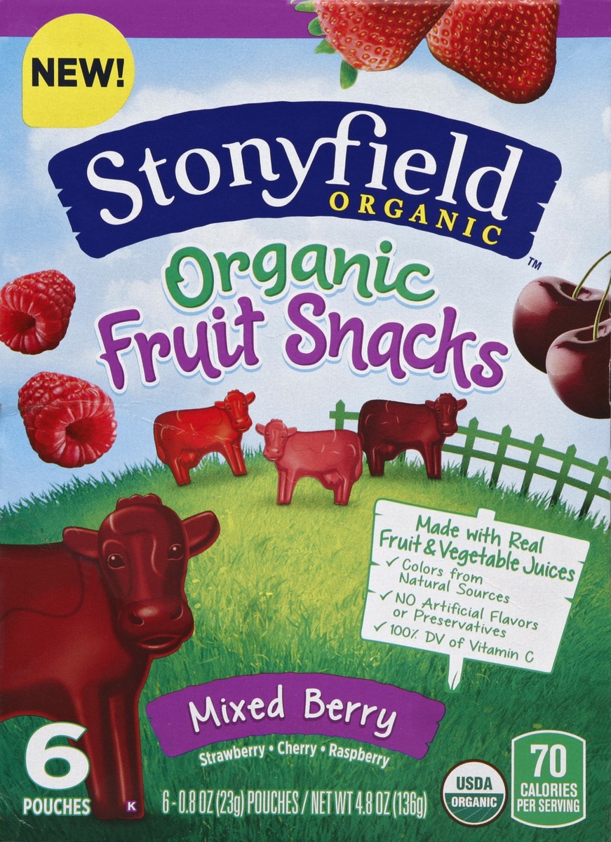 slide 3 of 5, Stonyfield Organic Fruit Snacks - Mixed Berry, 6 ct; 0.8 oz