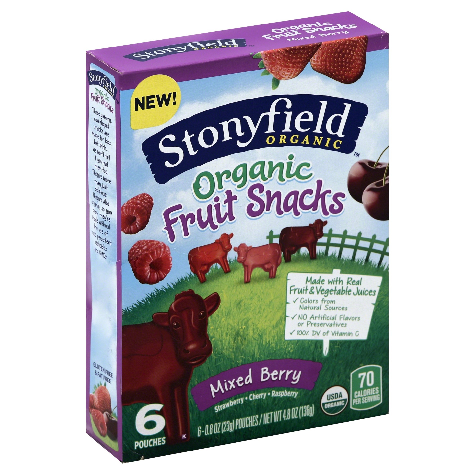 slide 1 of 5, Stonyfield Organic Fruit Snacks - Mixed Berry, 6 ct; 0.8 oz