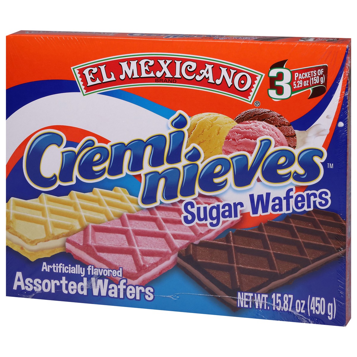 slide 10 of 13, El Mexicano Cremi Nieves Assorted Sugar Wafers 3 - 5.29 oz Packets, 3 ct