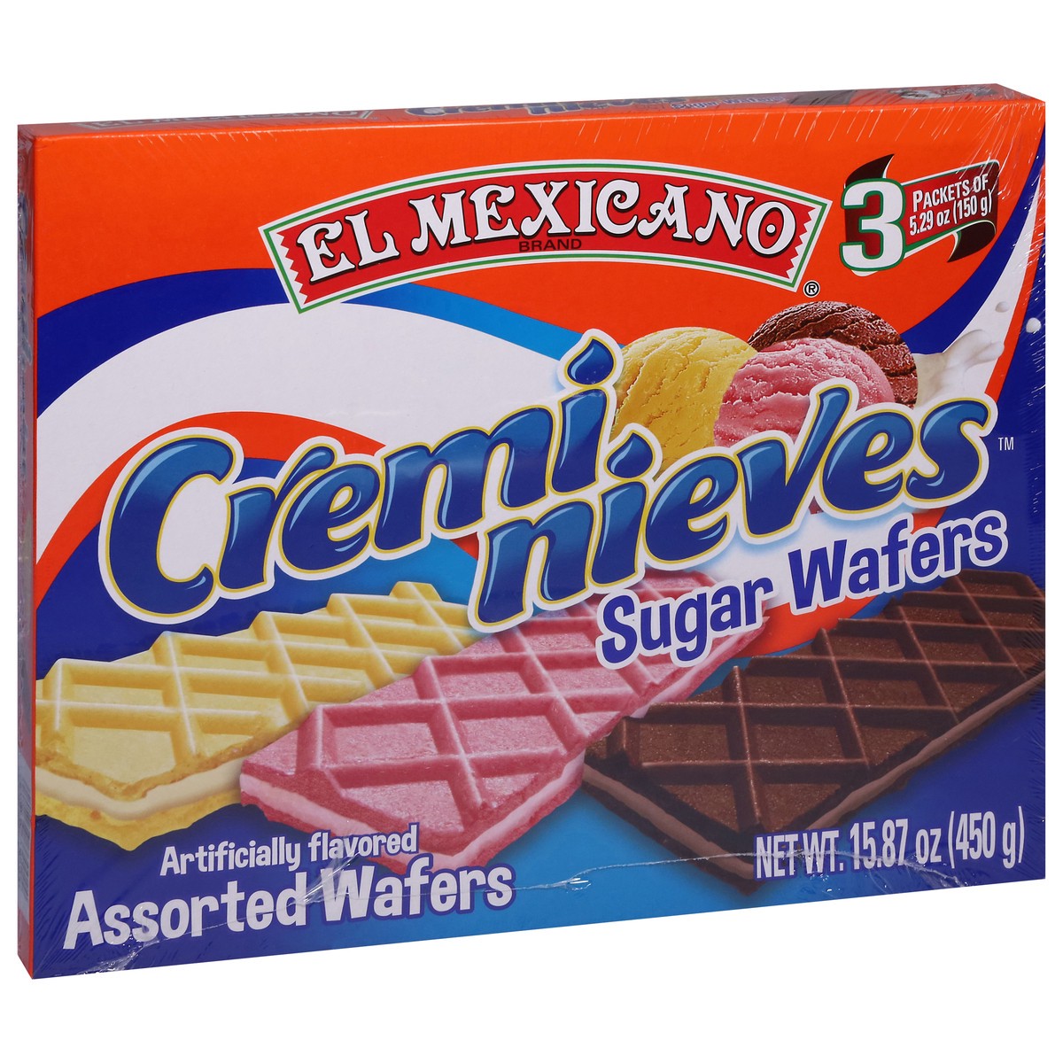 slide 4 of 13, El Mexicano Cremi Nieves Assorted Sugar Wafers 3 - 5.29 oz Packets, 3 ct