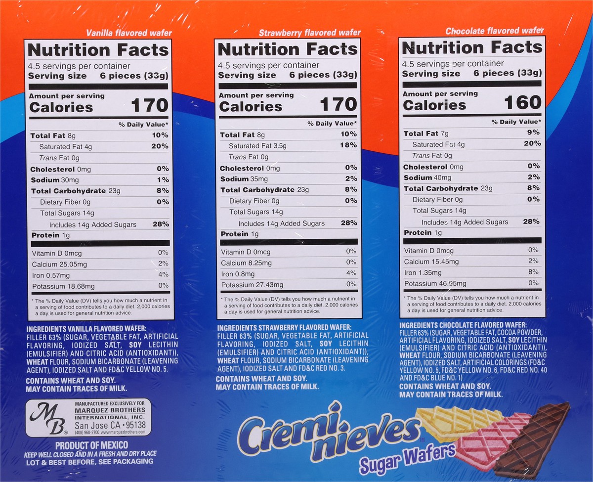 slide 13 of 13, El Mexicano Cremi Nieves Assorted Sugar Wafers 3 - 5.29 oz Packets, 3 ct