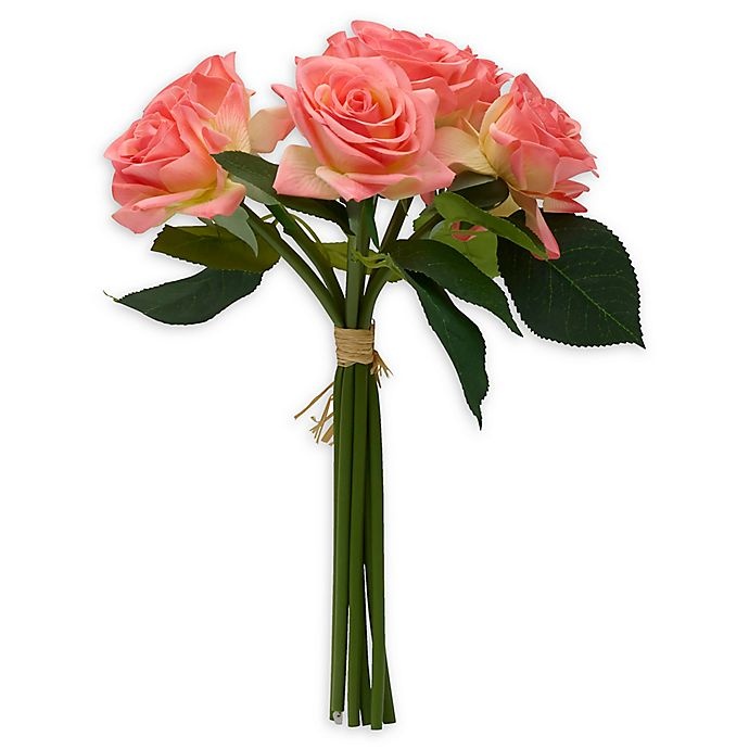 slide 1 of 1, Elements Artificial Rose Bouquet - Coral, 12 in