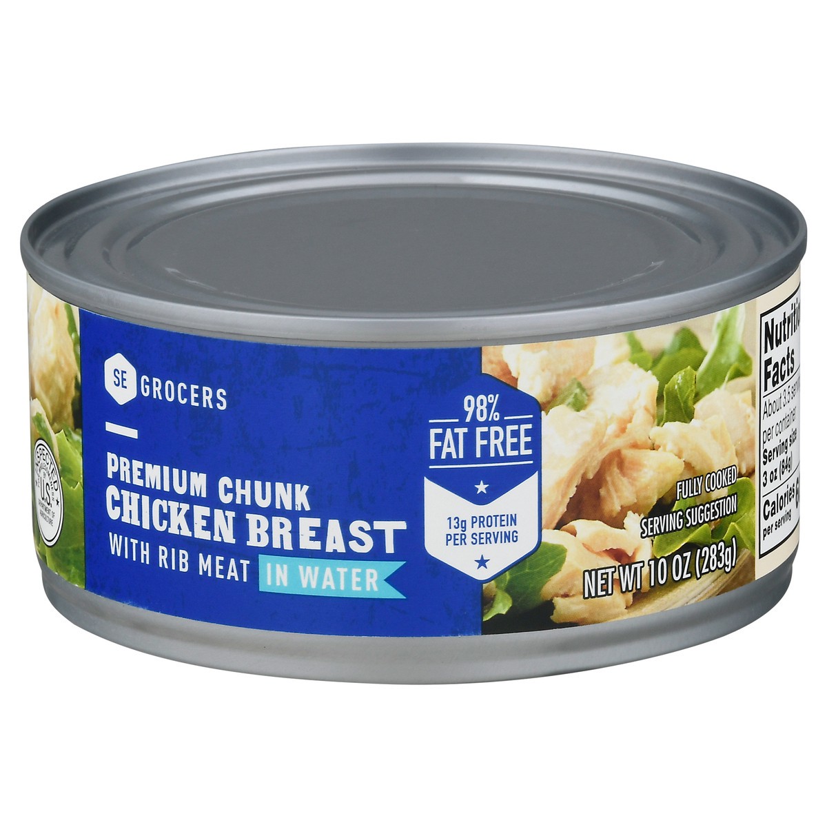 slide 5 of 11, SE Grocers Premium Chunk Chicken Breast In Water, 10 oz