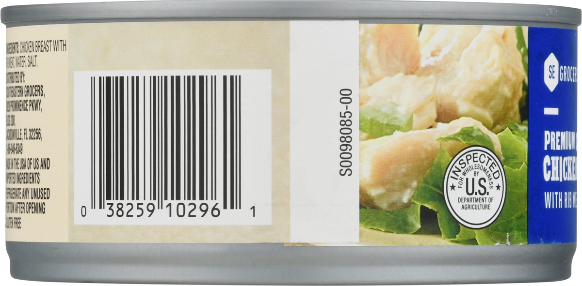 slide 10 of 11, SE Grocers Premium Chunk Chicken Breast In Water, 10 oz