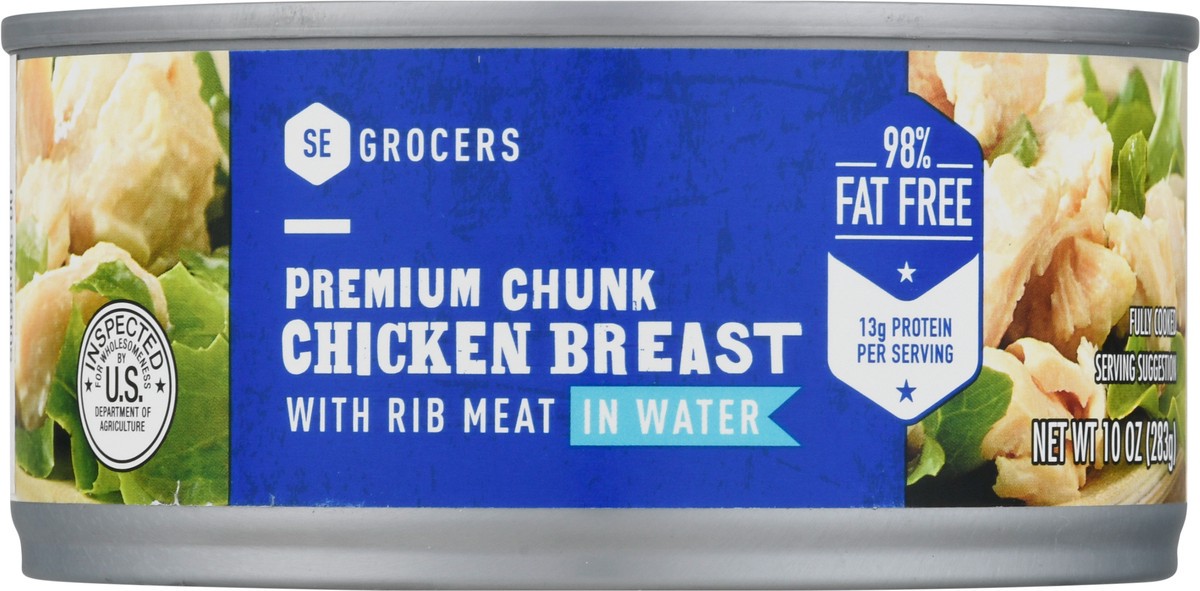 slide 2 of 11, SE Grocers Premium Chunk Chicken Breast In Water, 10 oz