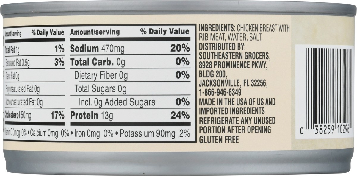 slide 4 of 11, SE Grocers Premium Chunk Chicken Breast In Water, 10 oz