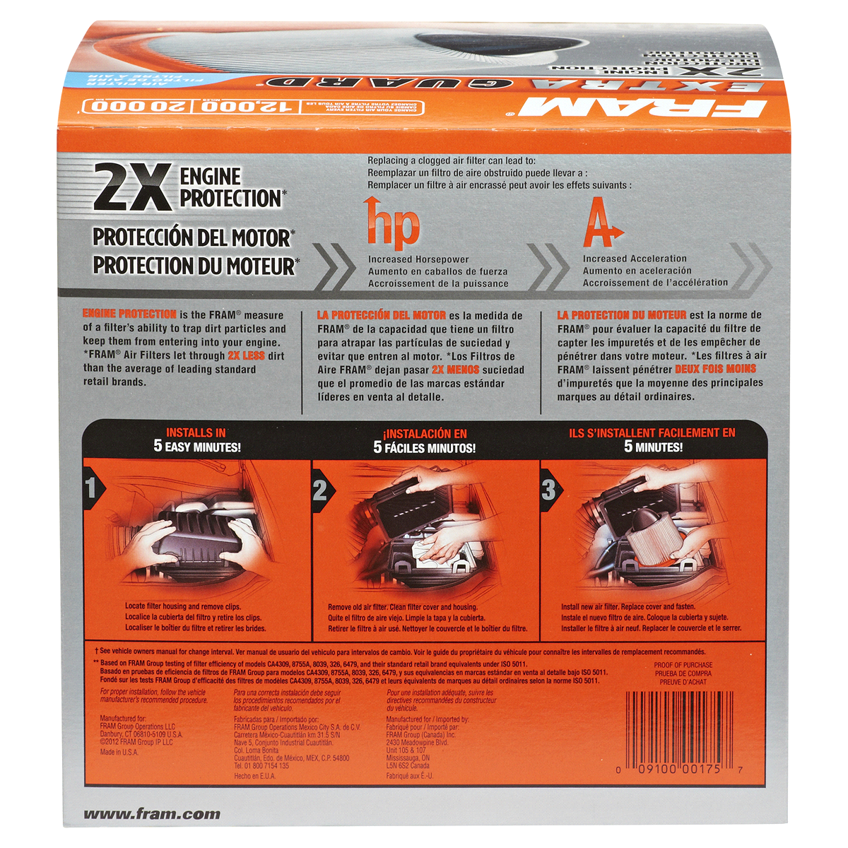 slide 2 of 5, Fram Extra Guard Air Filter CA8039, 1 ct