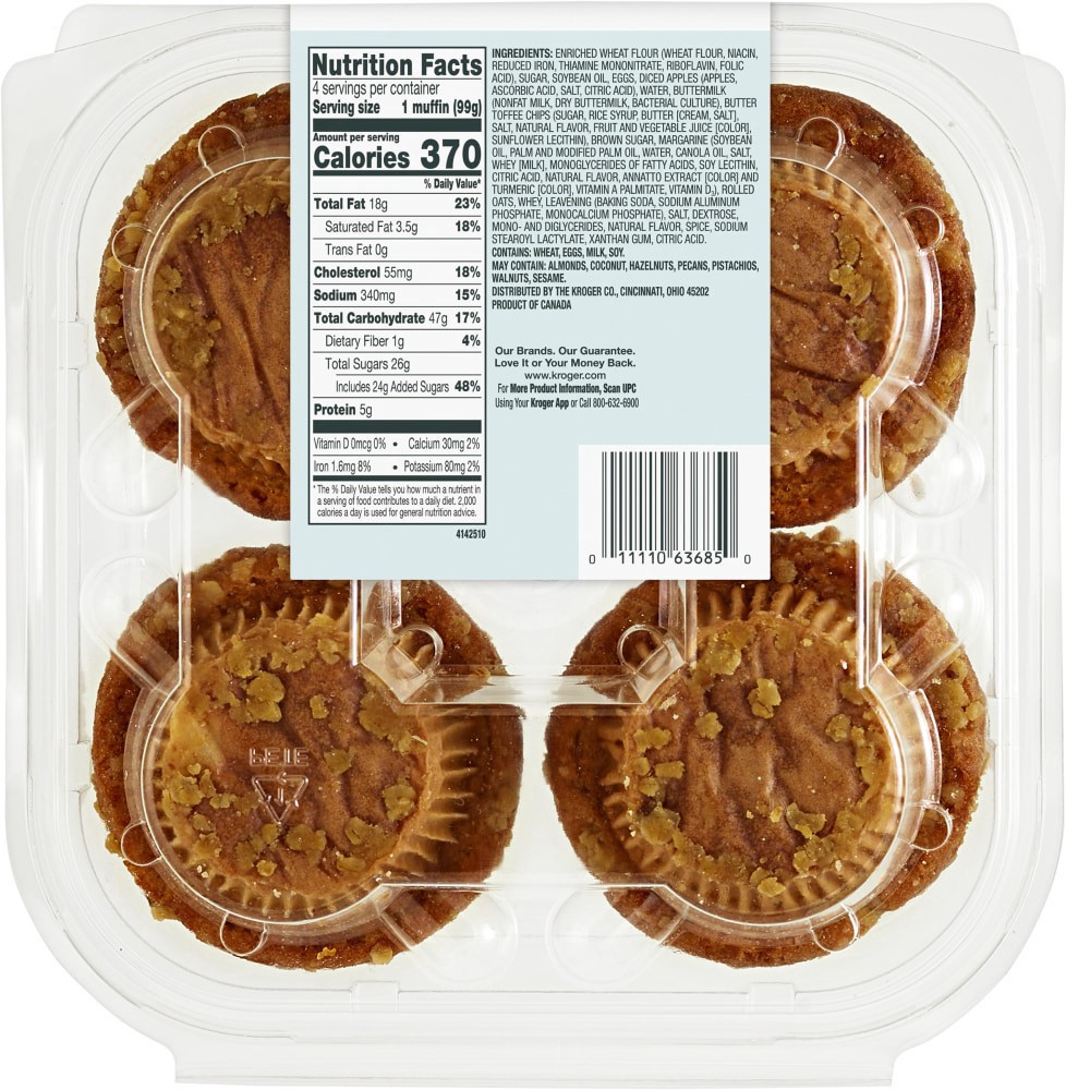 slide 2 of 3, Bakery Fresh Apple Streusel Muffins, 4 ct; 14 oz