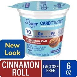 Kroger Carbmaster Cinnamon Roll Lactose Free Lowfat Yogurt Cup, 6 oz