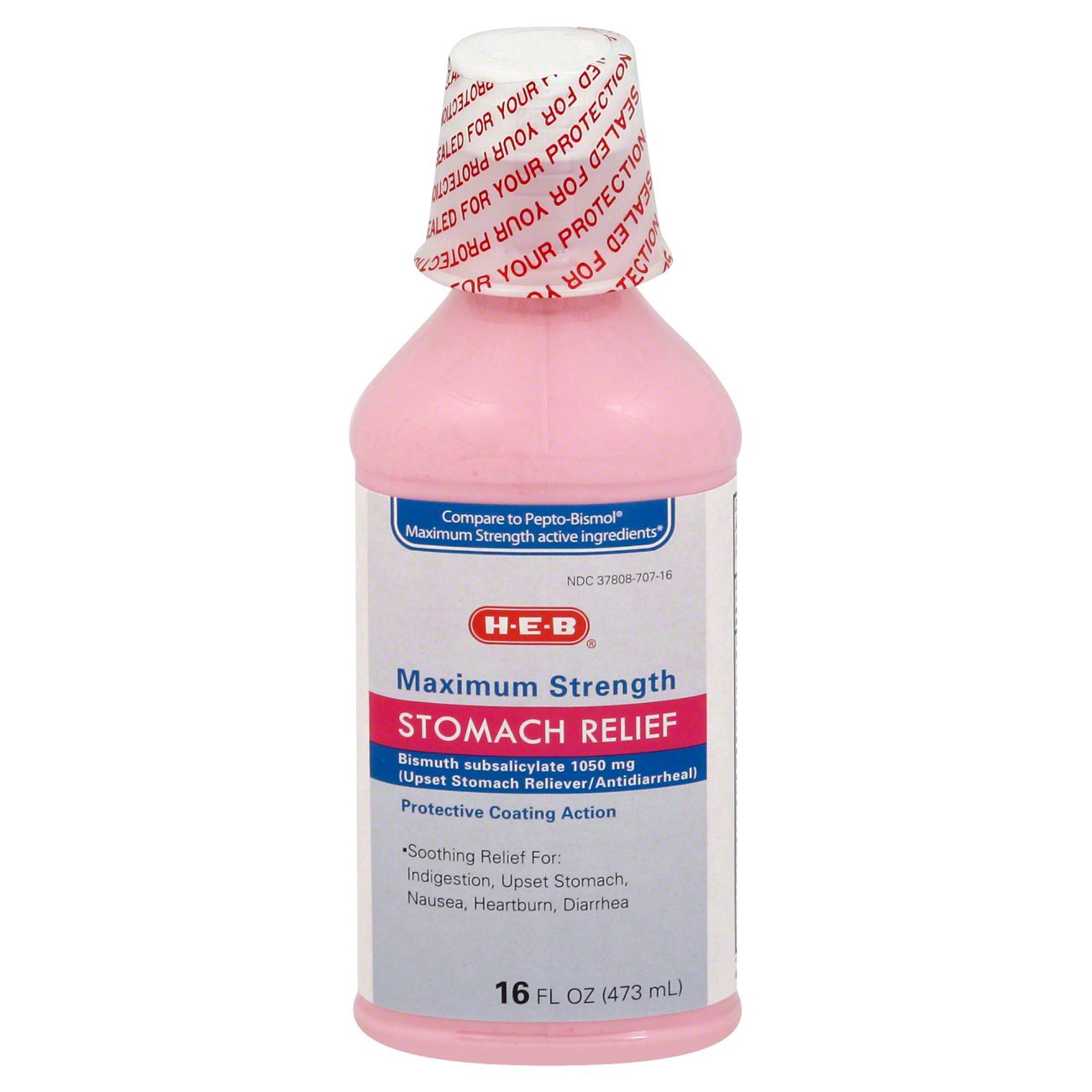 slide 1 of 1, H-E-B Maximum Strength Stomach Relief Liquid, 16 oz