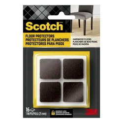 Scotch 16 pc 1" Square Felt Pads Brown