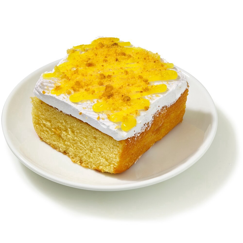 slide 5 of 6, Bakery Fresh Yellow Cake With Lemon Drizzle And Vanilla Icing Square, 6.8 oz