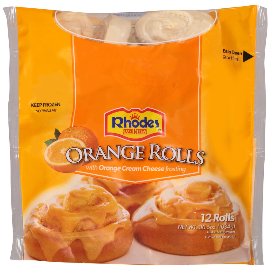 slide 1 of 6, Rhodes Bake N Serve Orange Rolls With Orange Cream Cheese Frosting, 36.5 oz
