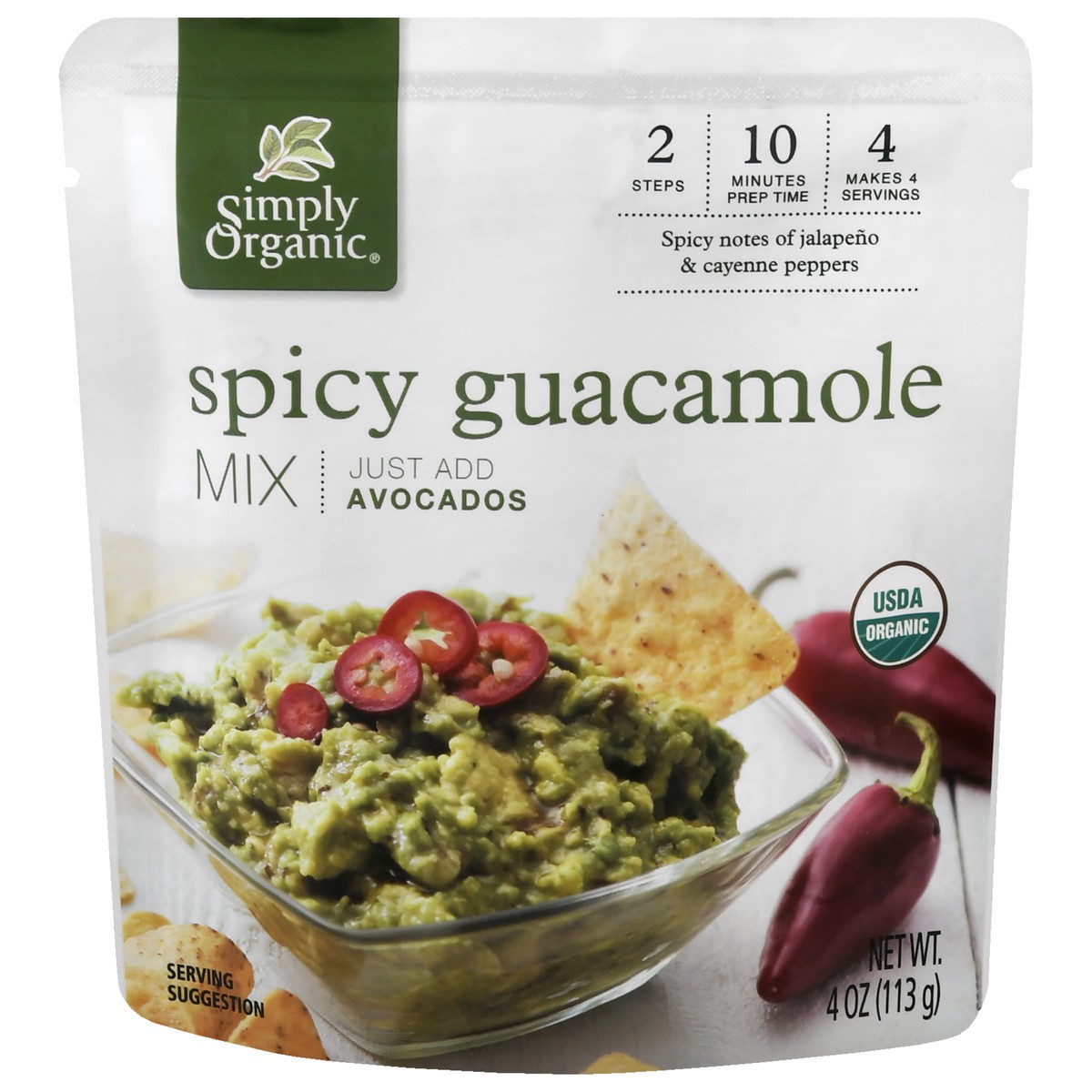 slide 1 of 1, Simply Organic Guacamole Mix, Spicy, 4 oz