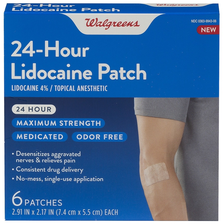 slide 1 of 1, Walgreens 24-Hour Lidocaine Patches, 6 ct