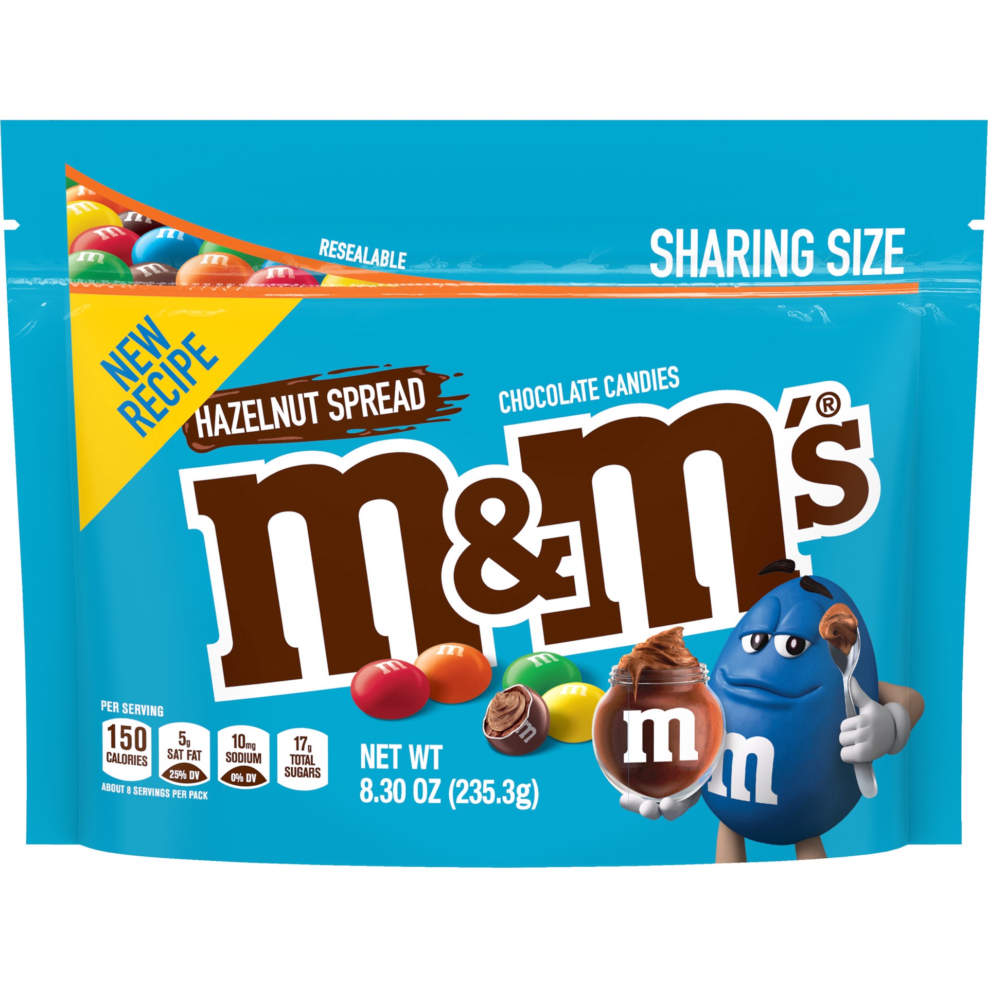 slide 1 of 5, M&M's Hazelnut Spread Chocolate Candy, 8.3-Ounce Resealable Bag, 8.3 oz