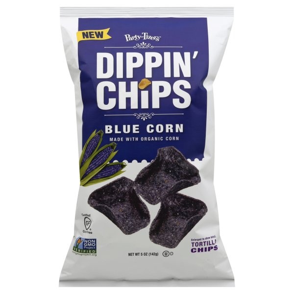 slide 1 of 1, Party-Tizers Blue Corn Dippin' Chips, 5 oz