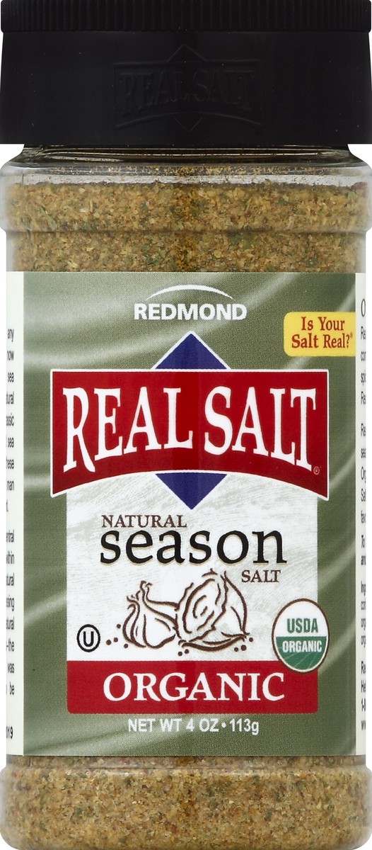 slide 2 of 2, Redmond Salt, Organic, Season, 4 oz