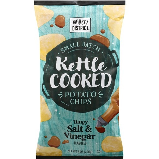 slide 1 of 1, Market District Salt & Vinegar Kettle Cooked Potato Chips, 8 oz