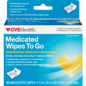 slide 1 of 1, CVS Health Medicated Wipes To Go, 10 ct