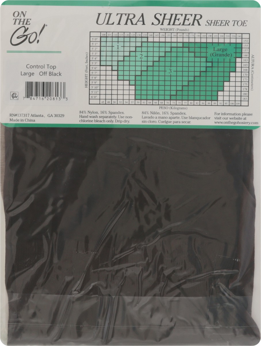 slide 4 of 11, Ultra Sheer Control Top Off Black Large 1 Count, 1 ct