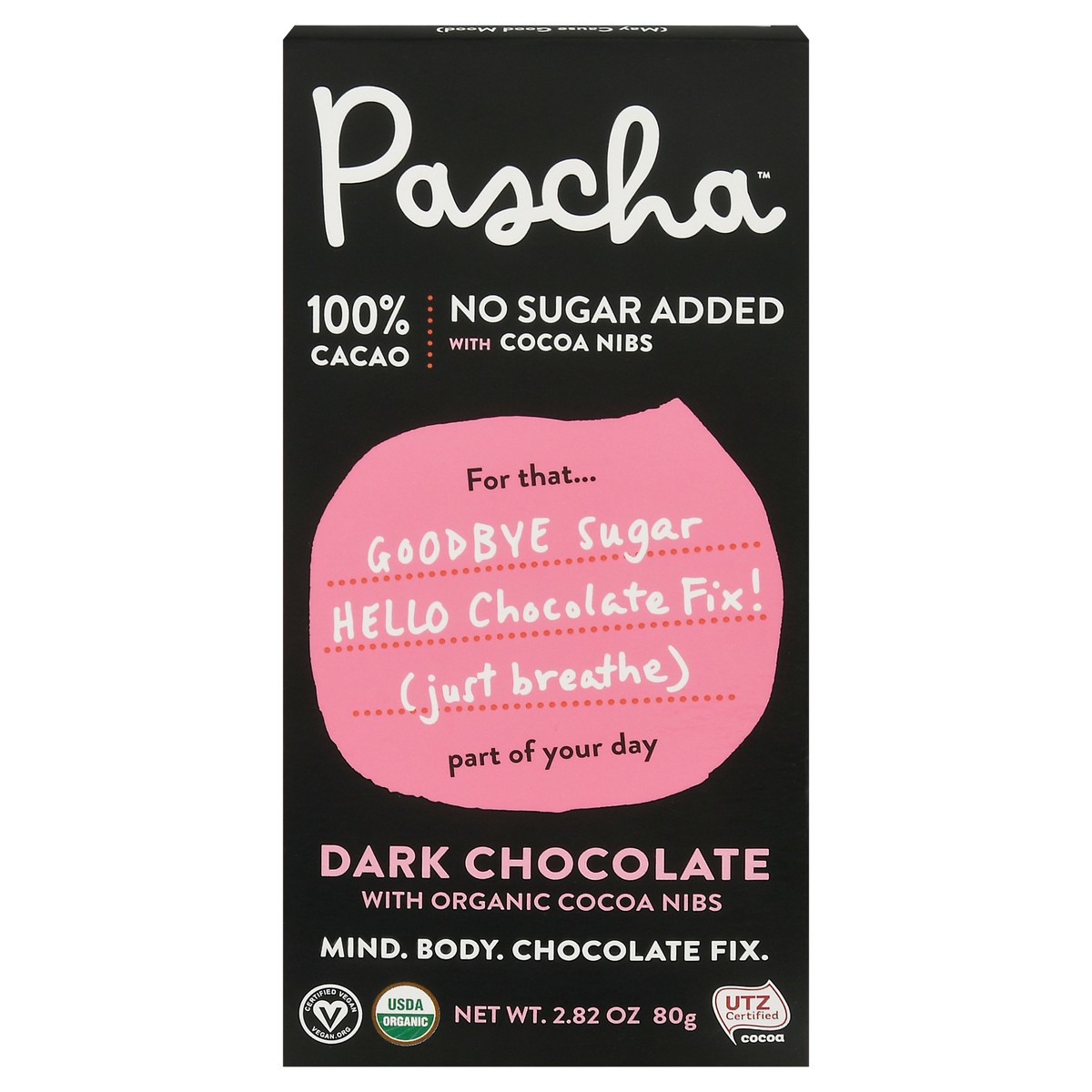 slide 14 of 14, Pascha Dark Chocolate Bar Cacao Nibs, 2.82 oz