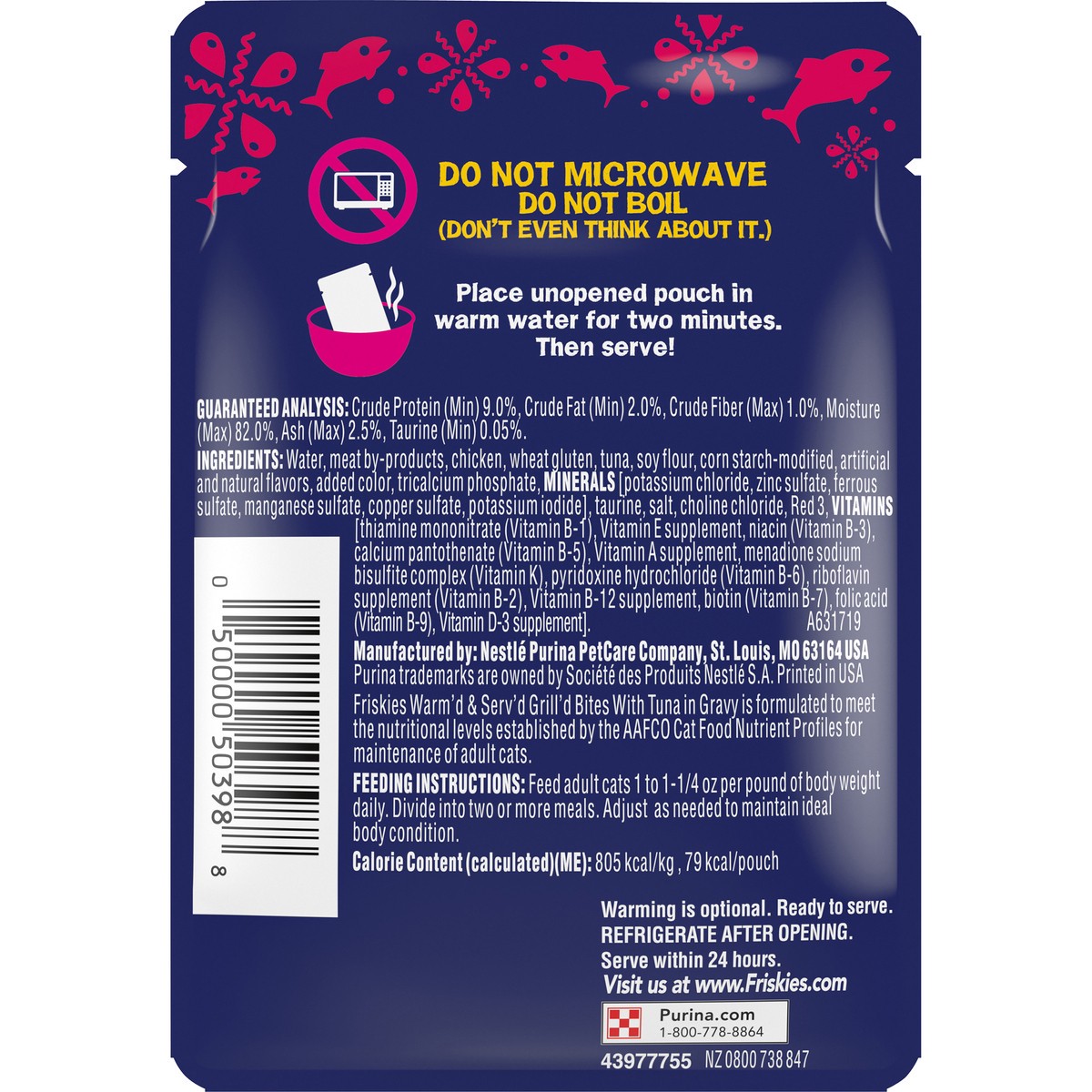 slide 2 of 9, Friskies Purina Friskies Gravy Wet Cat Food, Warm'd & Serv'd Grill'd Bites With Tuna - 3.5 oz. Pouch, 3.5 oz