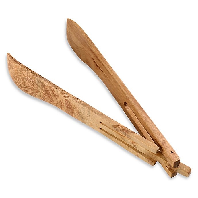 slide 1 of 1, Ironwood Gourmet Wood Spring-Hinged Salad Servers, 1 ct