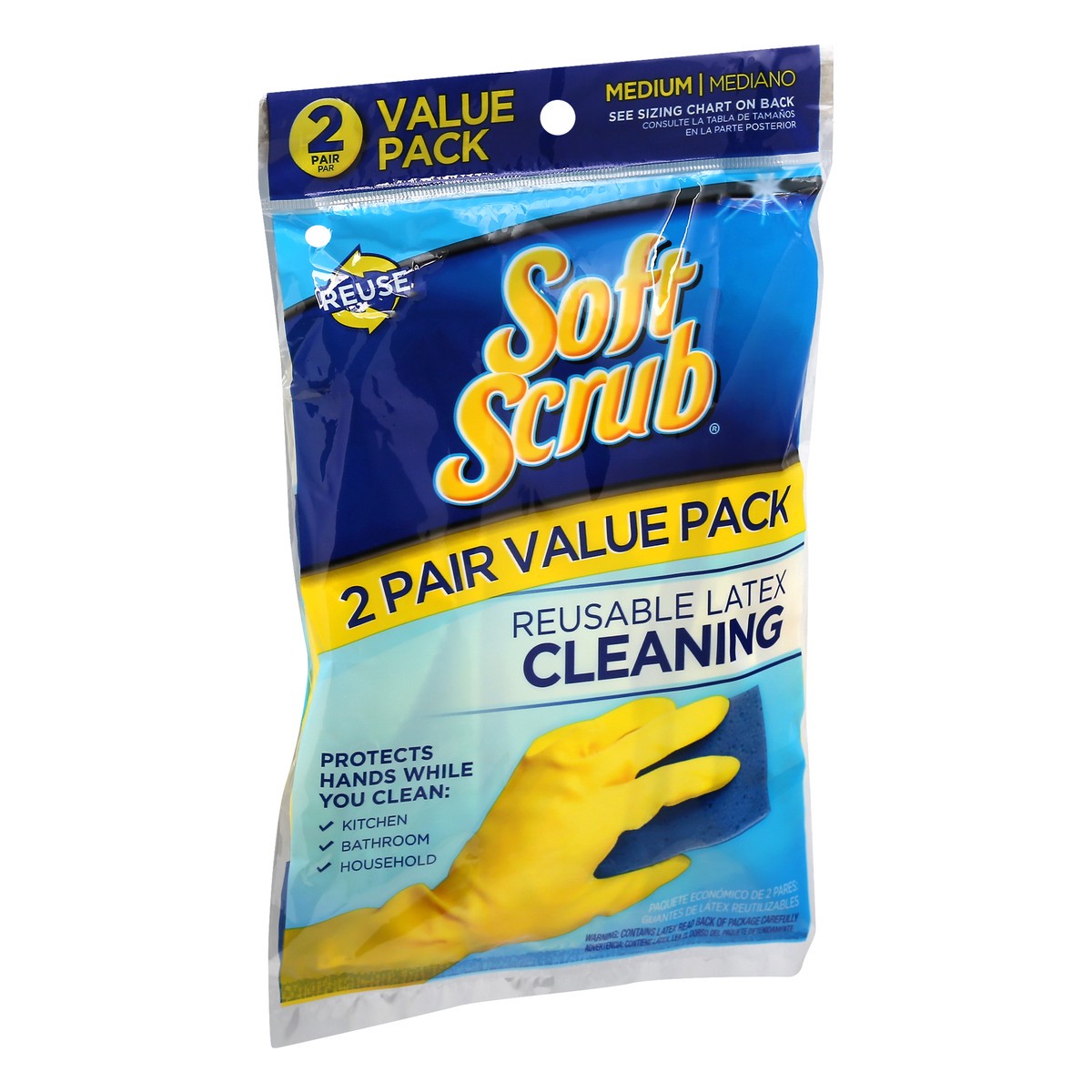 slide 3 of 9, Soft Scrub Cleaning Rubber Latex Medium Value Pack Gloves 2 ea, 2 ct