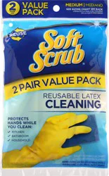 Soft Scrub Cleaning Rubber Latex Medium Value Pack Gloves 2 ea