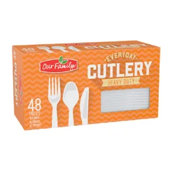 Our Family Heavy Duty White Plastic Assorted Cutlery