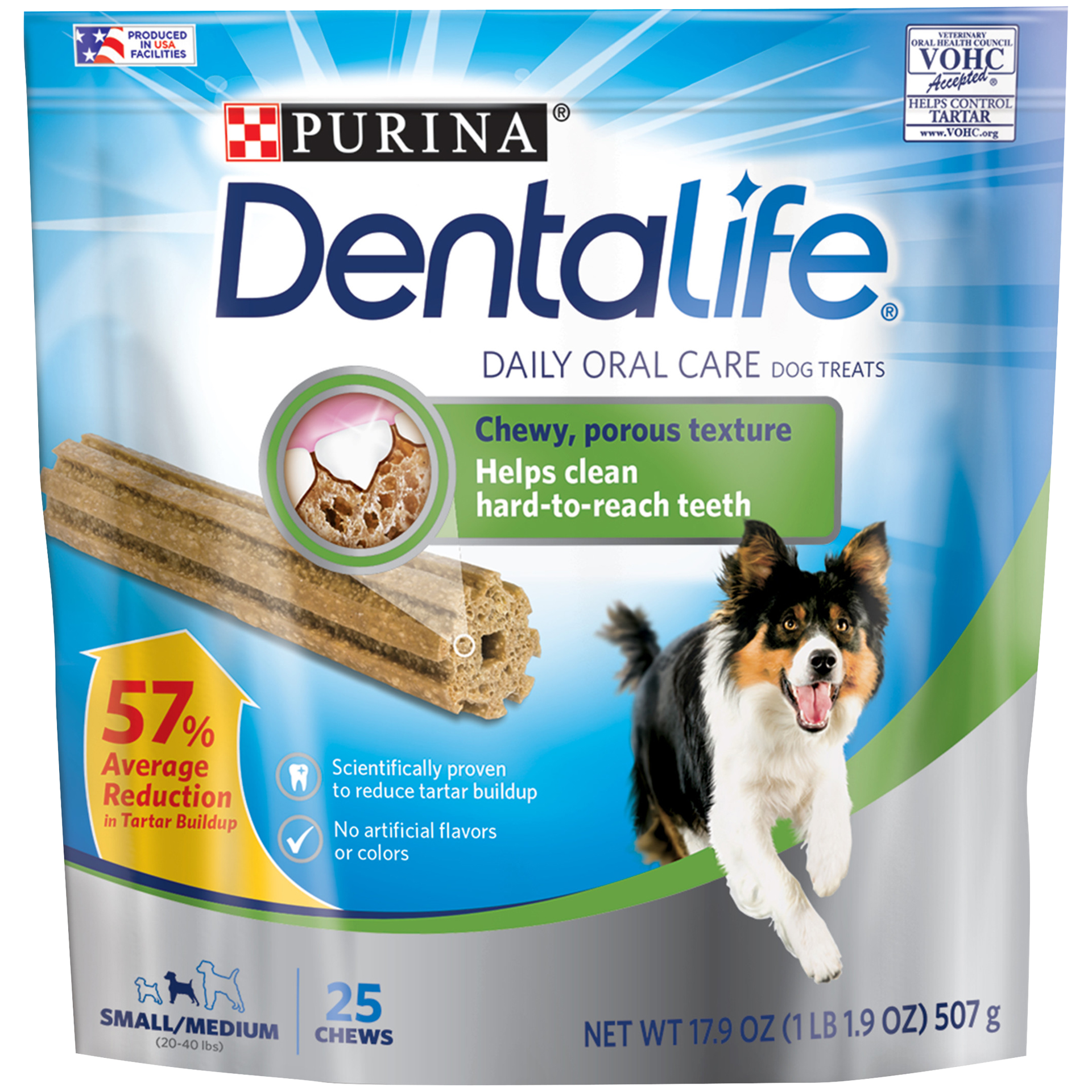 slide 1 of 1, DentaLife Purina DentaLife Made in USA Facilities Small/Medium Dog Dental Chews, Daily, 17.9 oz