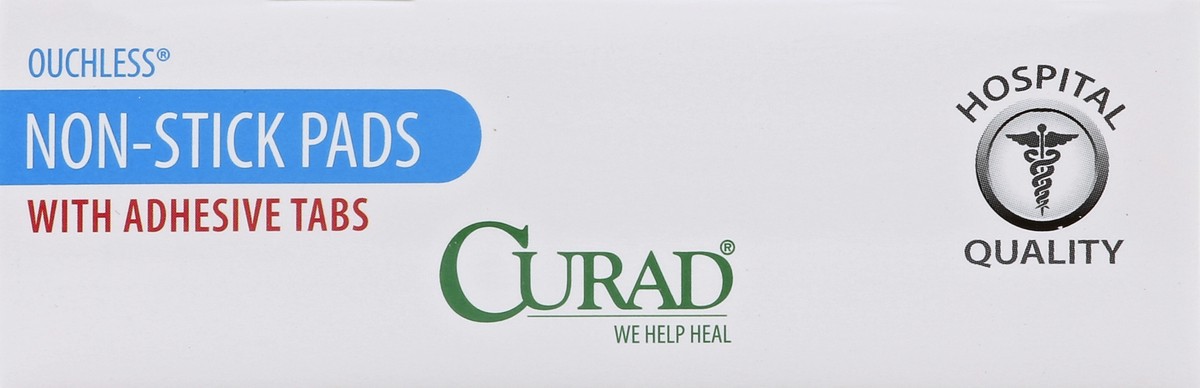 slide 2 of 5, Curad Pads, Non-Stick, Ouchless, with Adhesive Tabs, 10 ct
