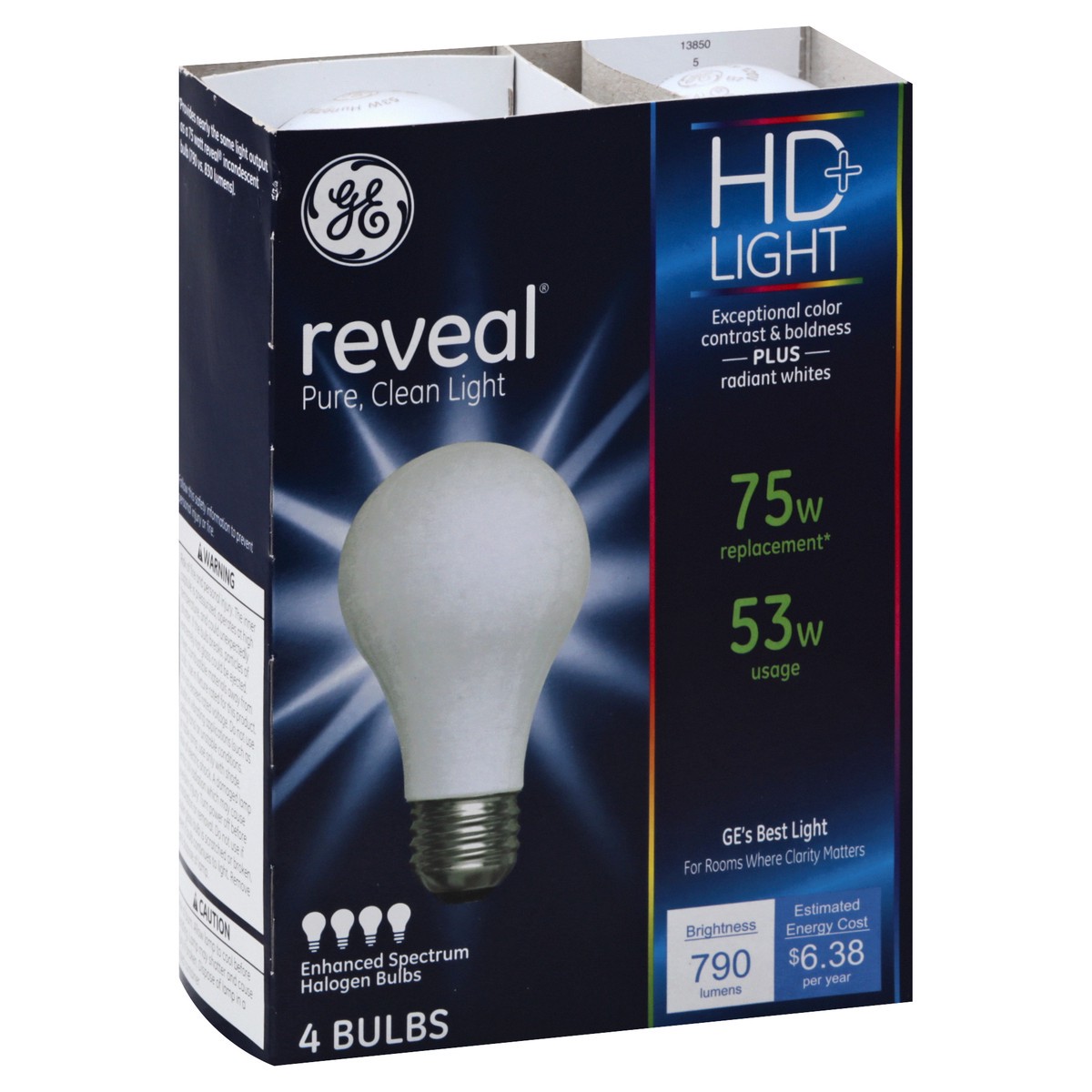 slide 2 of 9, GE Reveal HD+ 53 Watts Halogen Light Bulbs 4 ea, 4 ct