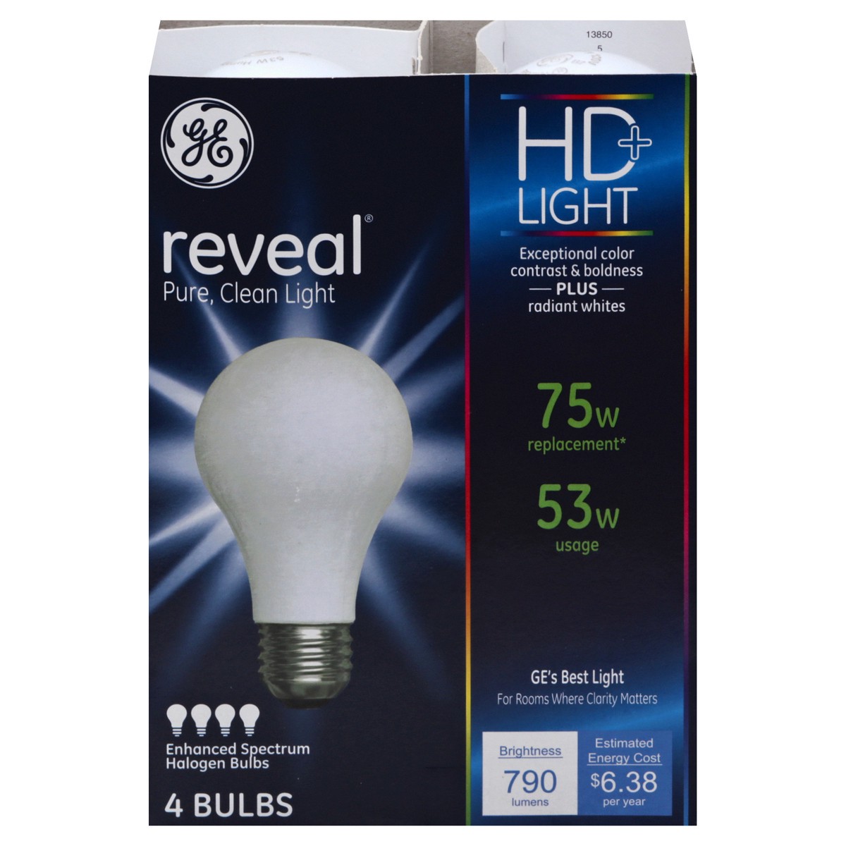 slide 1 of 9, GE Reveal HD+ 53 Watts Halogen Light Bulbs 4 ea, 4 ct