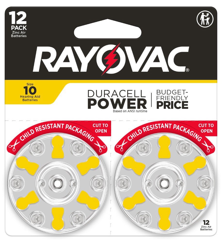 slide 1 of 1, Rayovac Duracell Power Hearing Aid Zinc Air 10 Batteries - 12 Pack, 12 ct