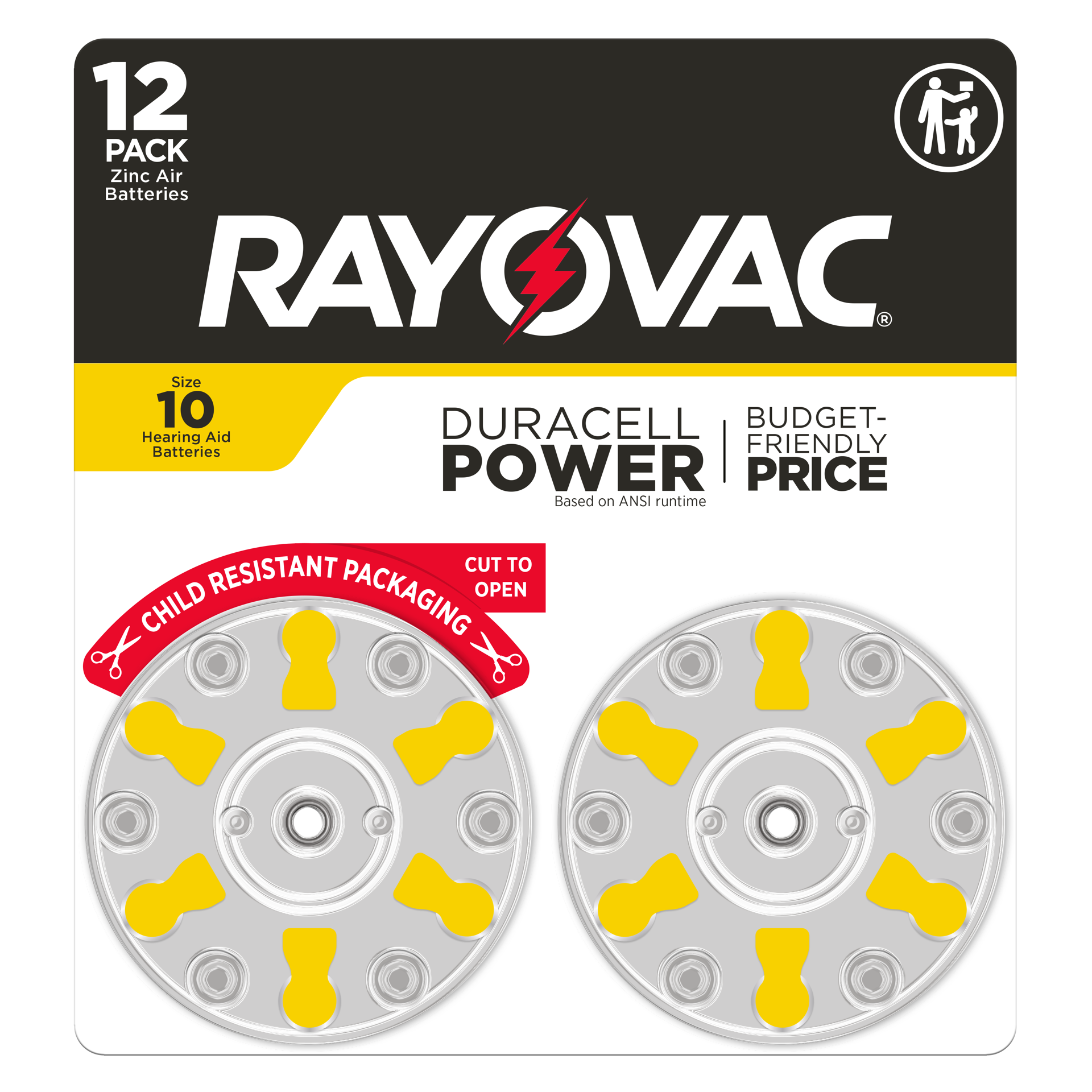 slide 1 of 6, Rayovac Duracell Power Hearing Aid Zinc Air 10 Batteries - 12 Pack, 12 ct
