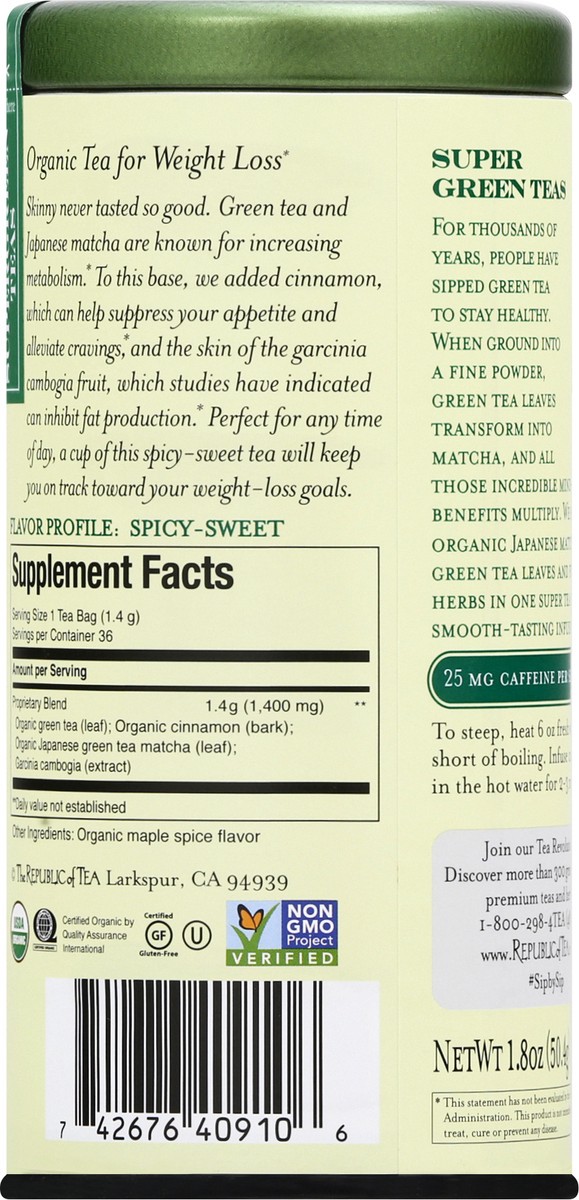 slide 3 of 9, The Republic of Tea Bags Lean Green SuperGreen Tea - 36 ct, 36 ct