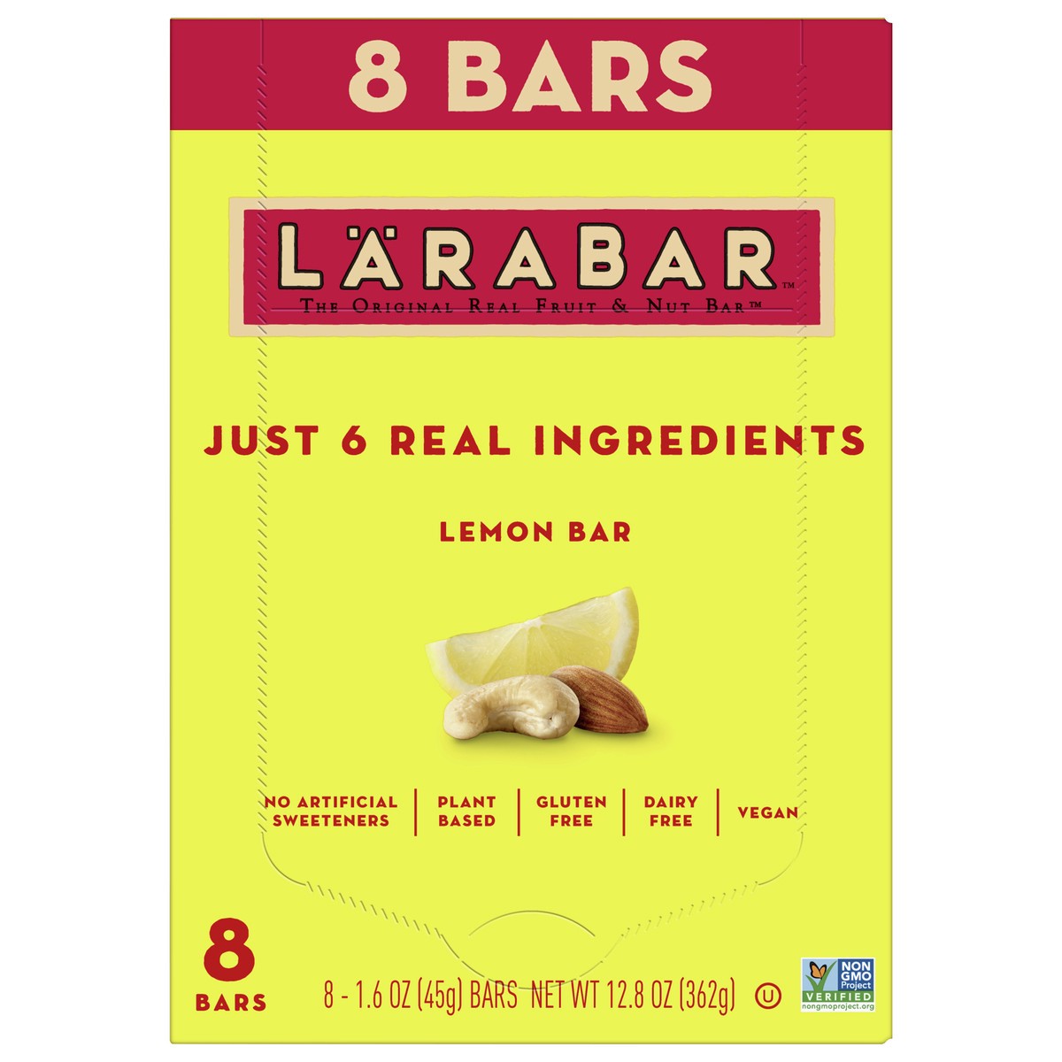 slide 1 of 9, LÄRABAR Lemon Bar, Gluten Free Vegan Fruit & Nut Bars, 1.6 oz bars, 8 ct, 8 ct