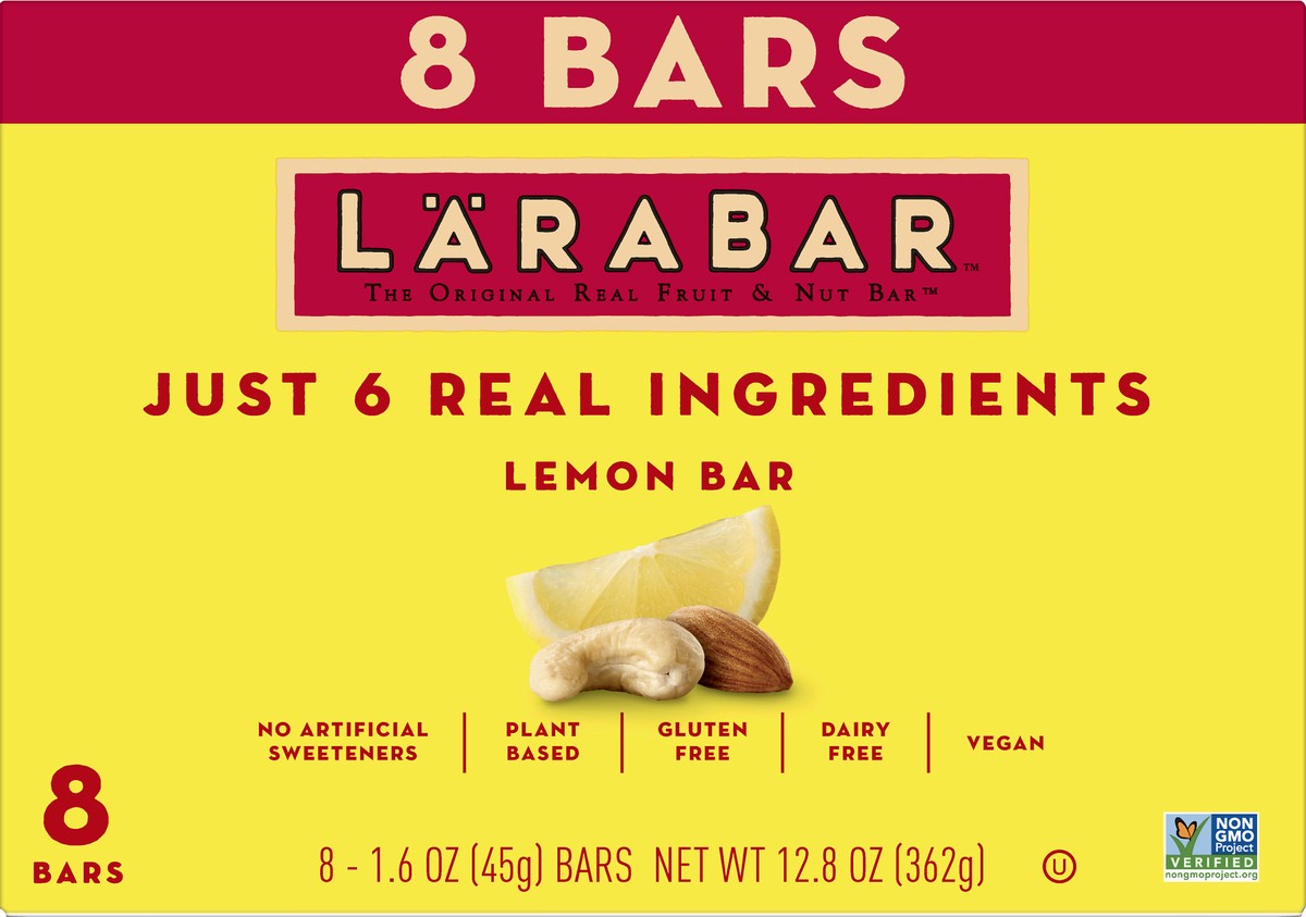 slide 2 of 9, LÄRABAR Lemon Bar Fruit & Nut Bar 8 - 8 1.6 oz Bars, 8 ct