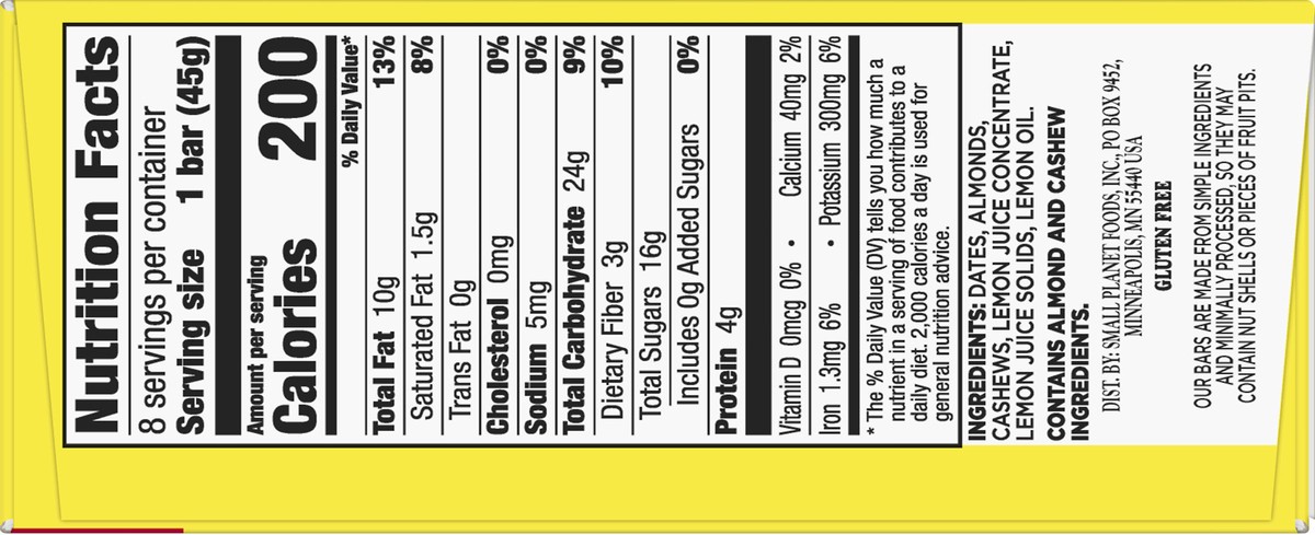 slide 4 of 9, LÄRABAR Lemon Bar Fruit & Nut Bar 8 - 8 1.6 oz Bars, 8 ct