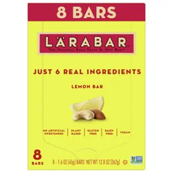 LÄRABAR Lemon Bar, Gluten Free Vegan Fruit & Nut Bars, 1.6 oz bars, 8 ct